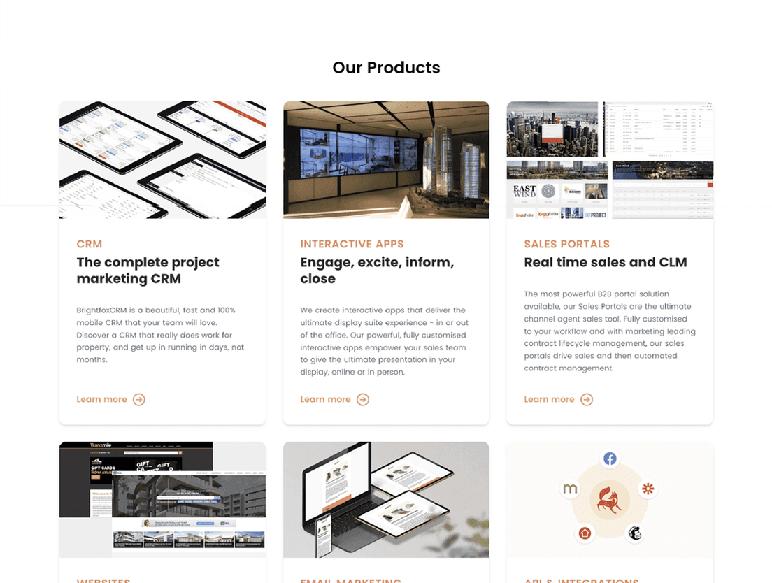 Brightfox — product overview screen