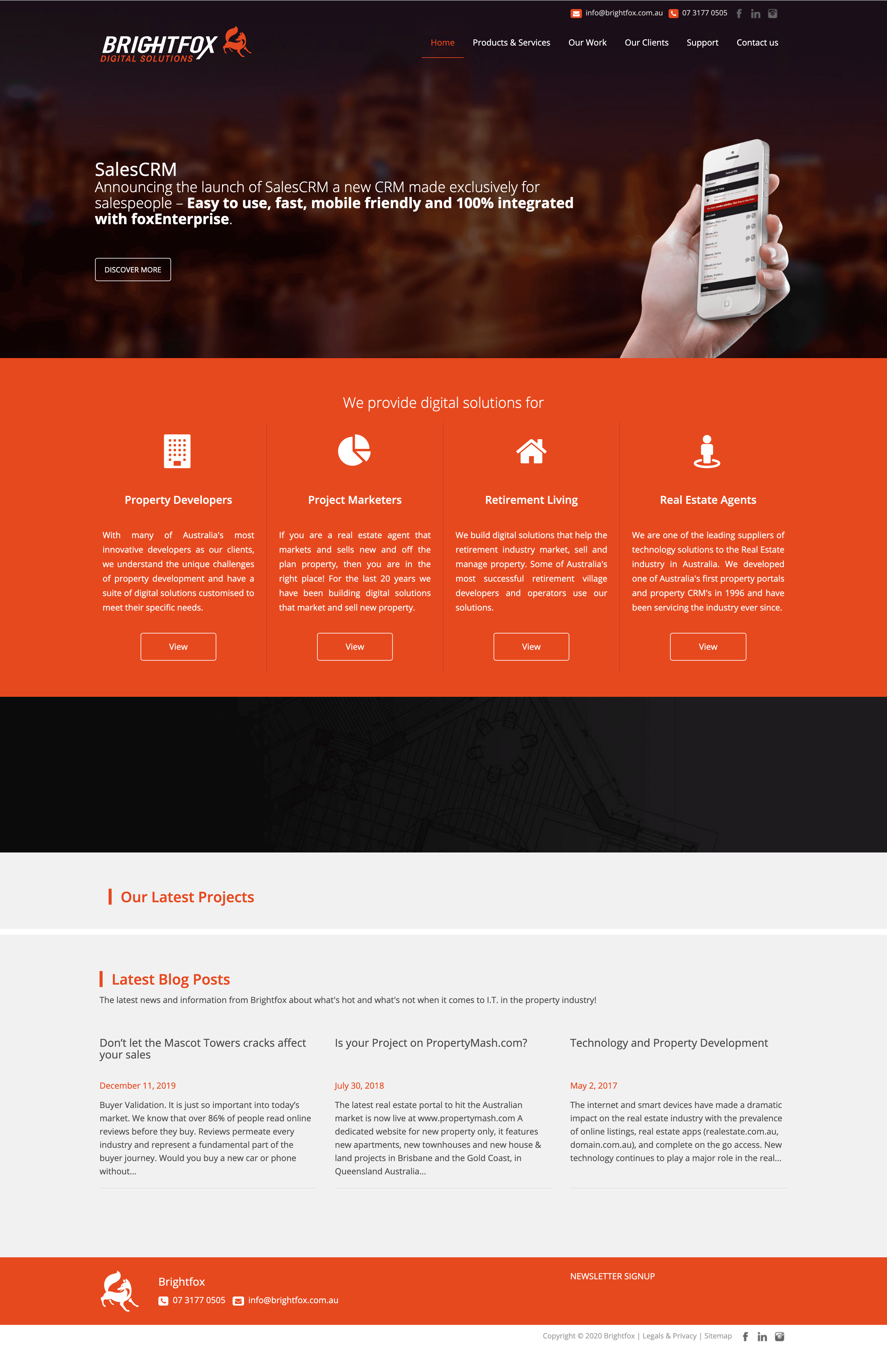 Old website landing page