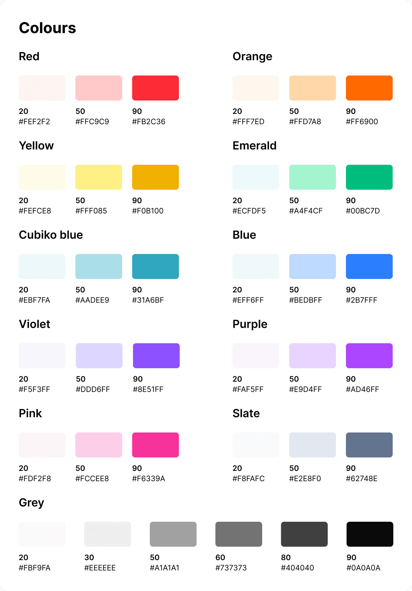 Example colours
